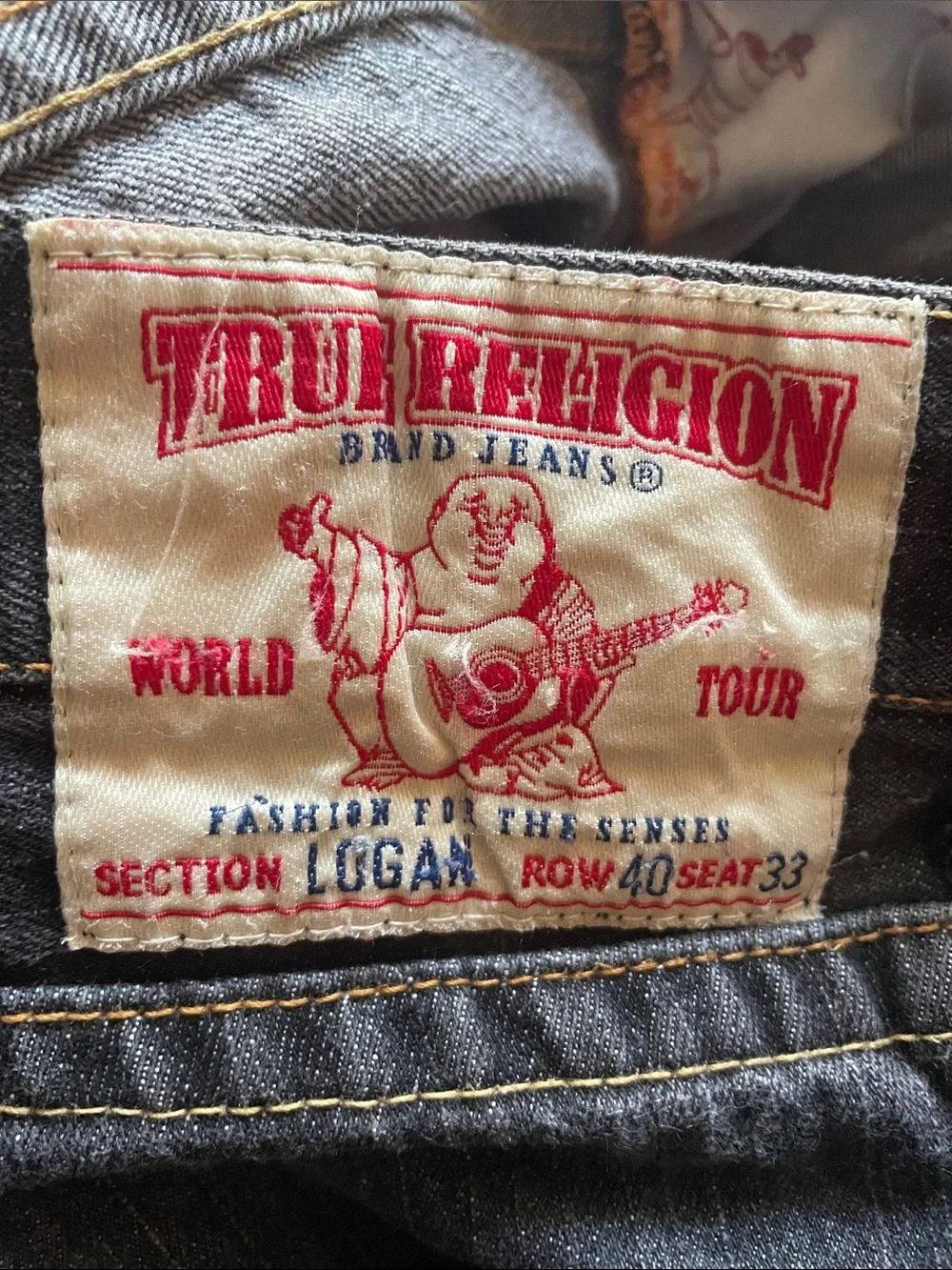 True Religion Men's Dark Gray Straight Jeans Button Fly Logan
